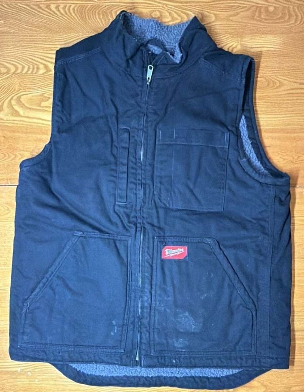 Milwaukee Black Sherpa Lined Canvas Work Vest Men's Size Large